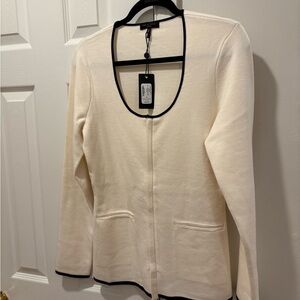 Rag & Bone Cream and Blue Trim Blouse